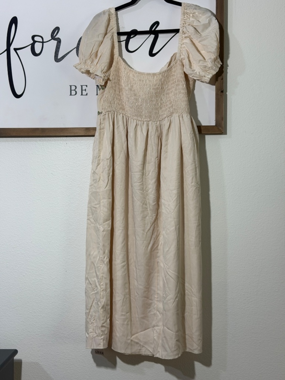 Women's Cream Embroidered Floral Dress - Picture 3 of 7